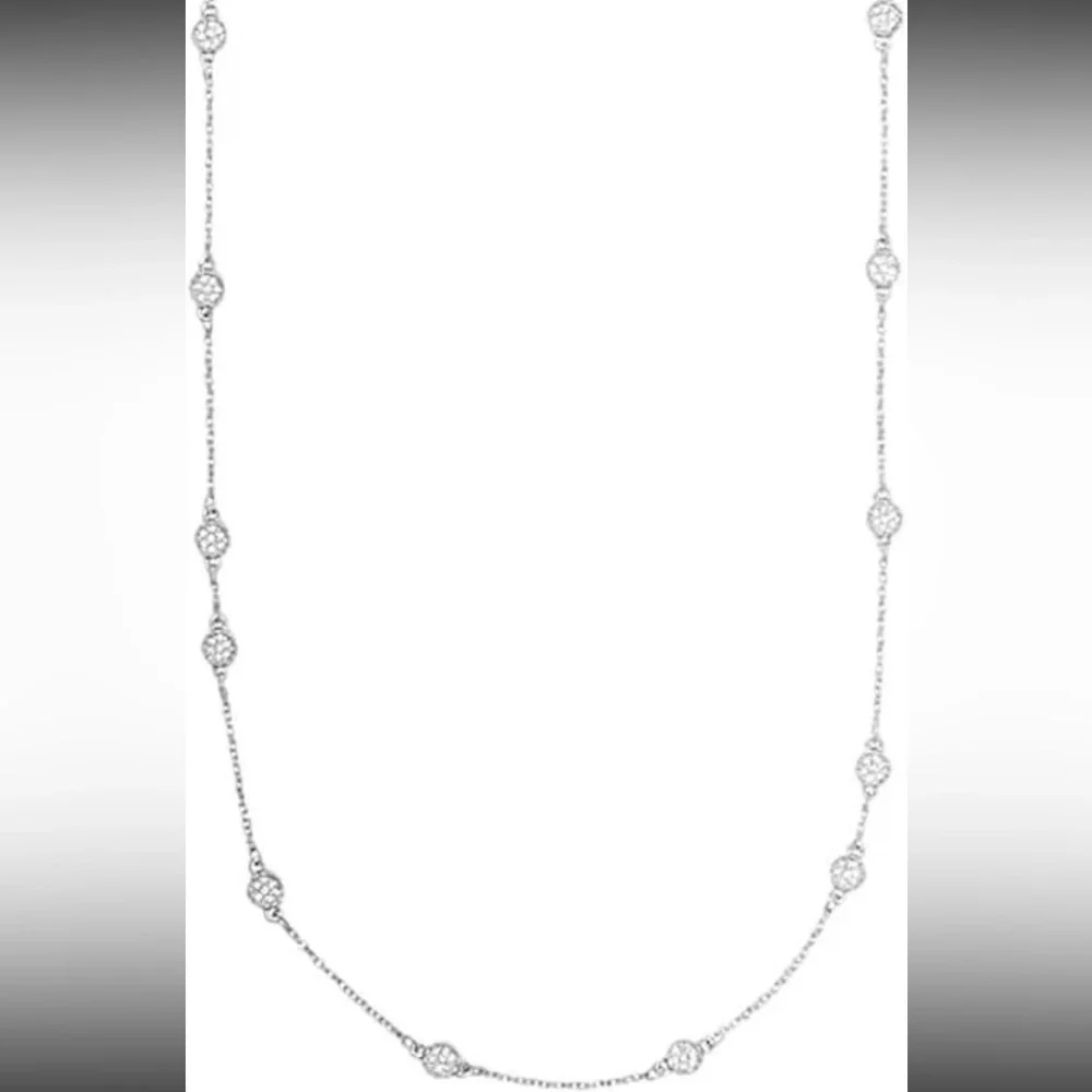Kate Spade Silver Gatsby Dot Mini Scatter Crystal Long Necklace